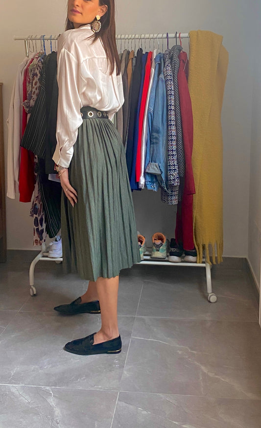 Πράσινη πλισέ φούστα