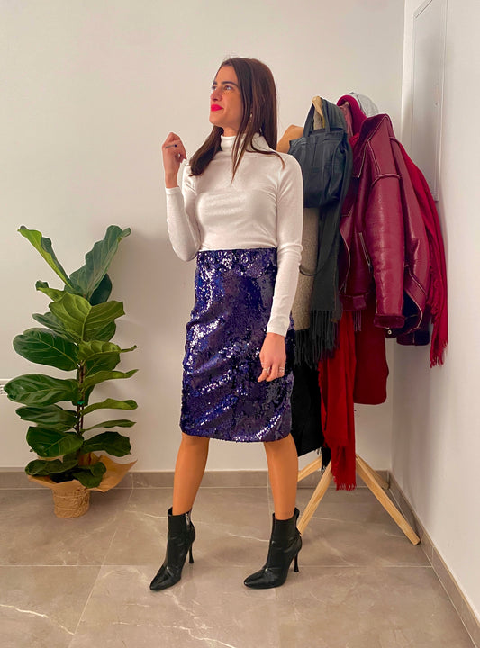 Μπλε φούστα με παγιέτες