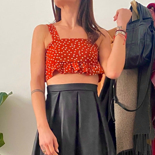 Crop πουά μπλούζα