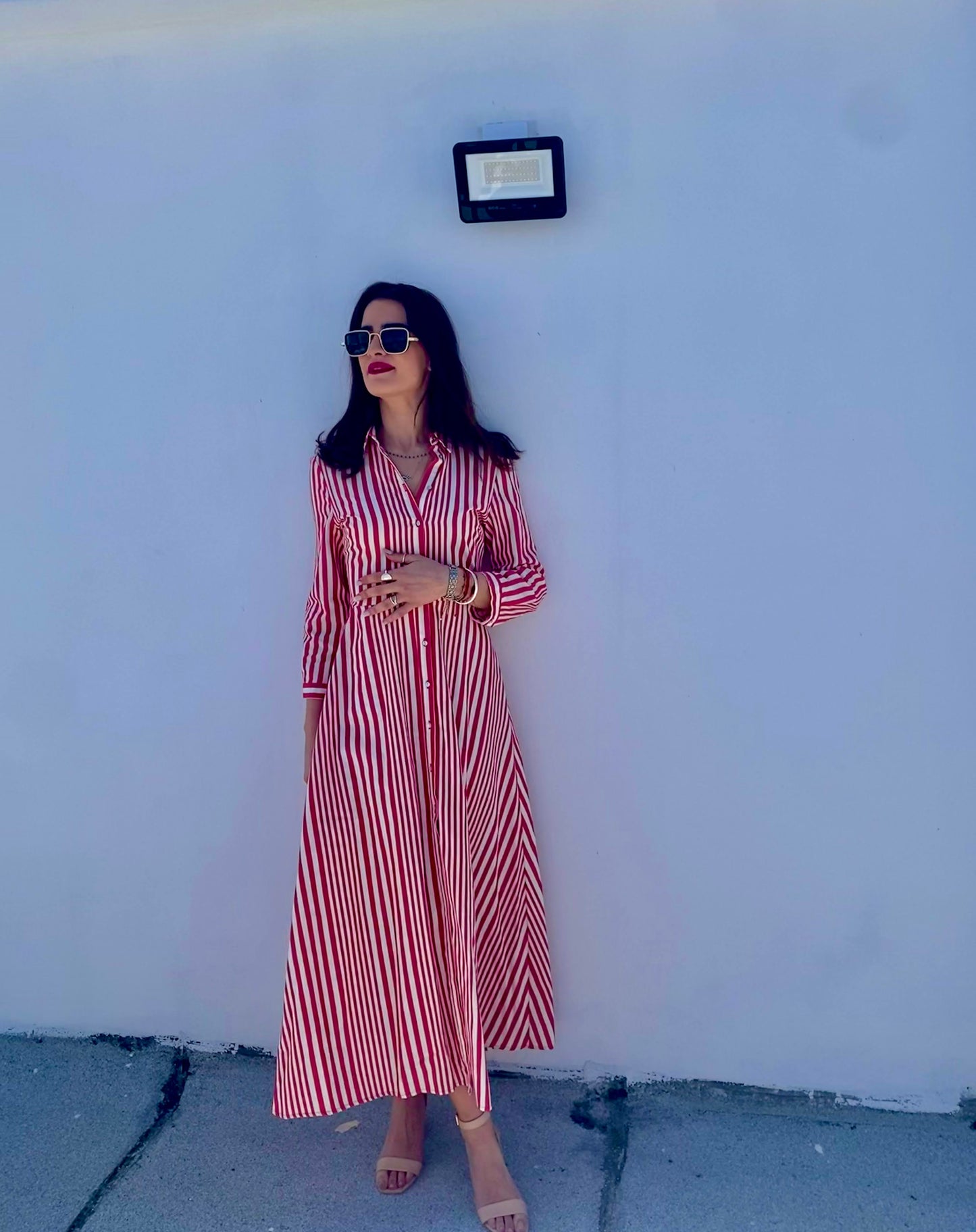 Μaxi ριγέ φόρεμα