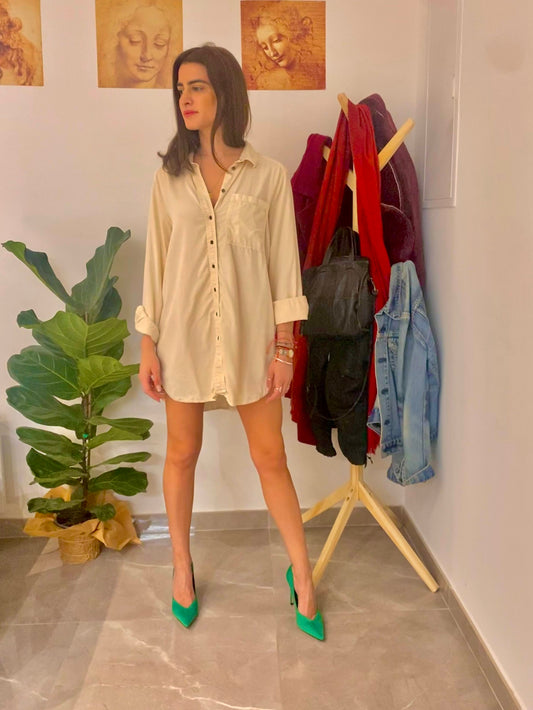 Λευκό φόρεμα/πουκάμισο