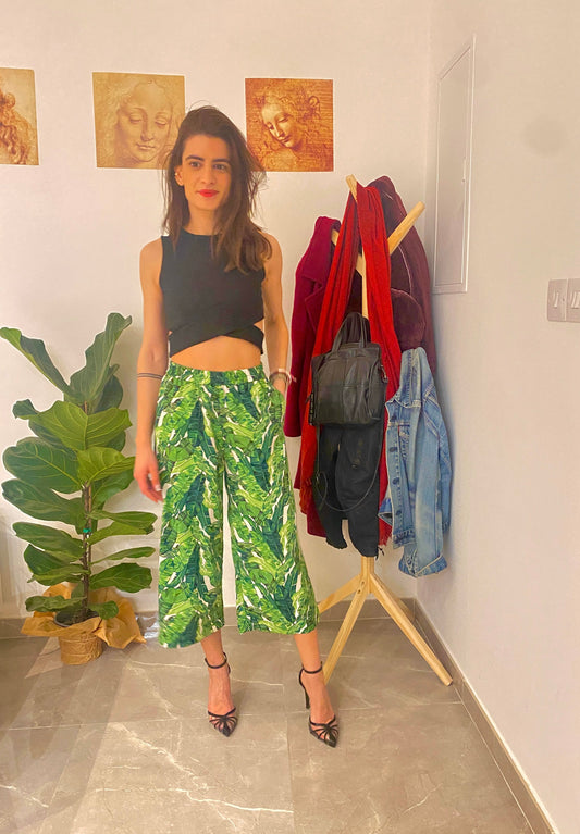 Πράσινη φλοράλ παντελόνα