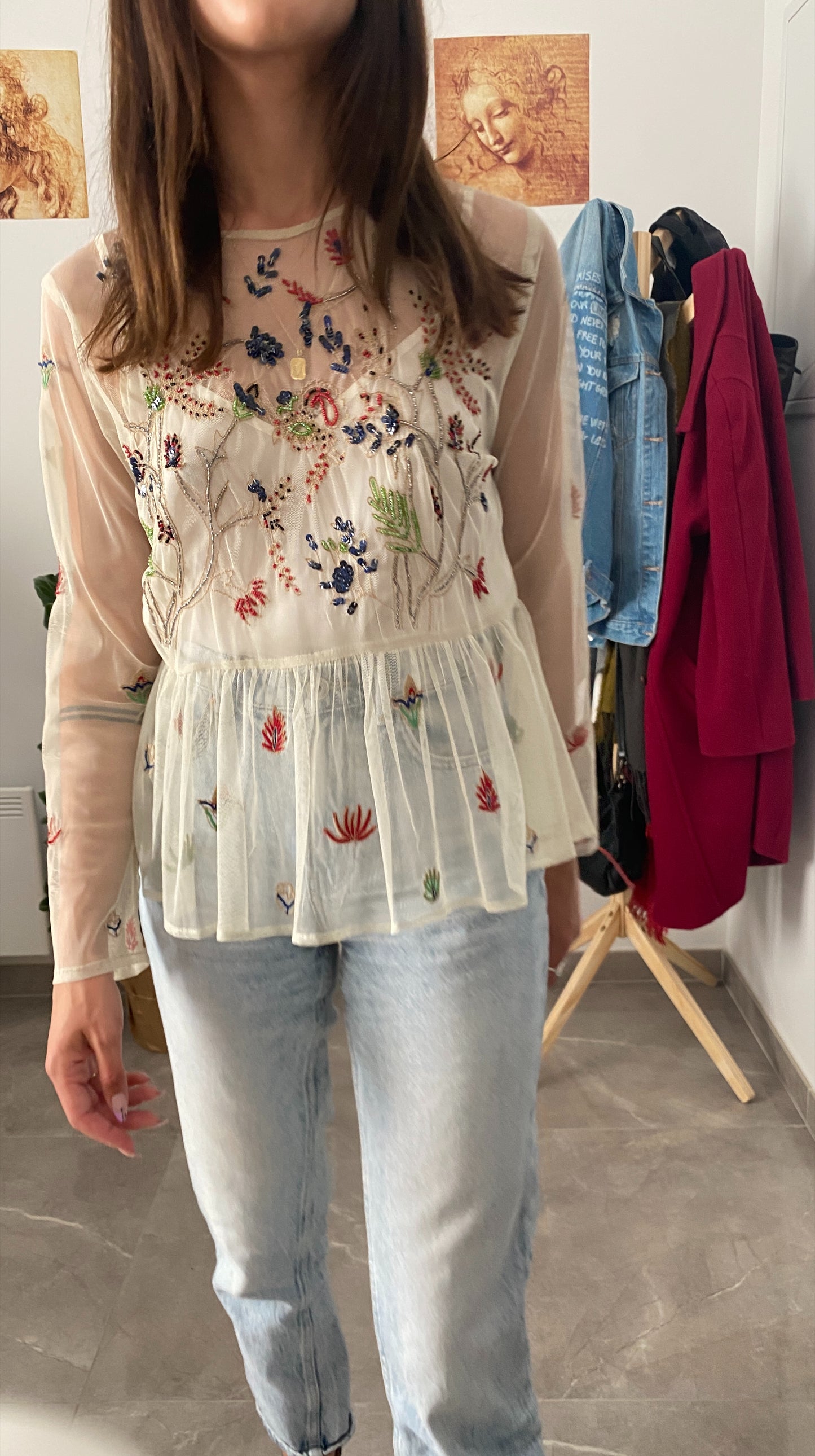 Διάφανη Φλοράλ μπλούζα