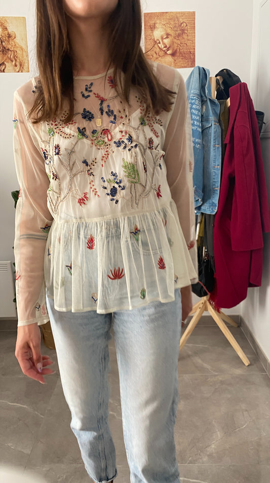 Διάφανη Φλοράλ μπλούζα