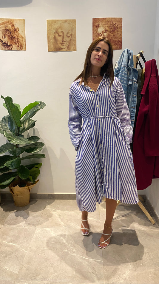 Μaxi φόρεμα με μπλε ρίγες