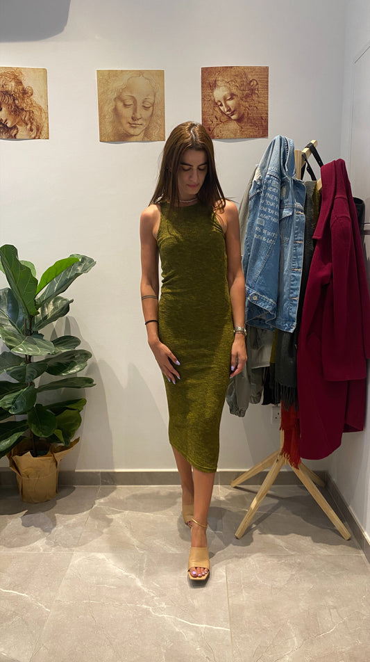 Πράσινο/χακί αμάνικο φόρεμα