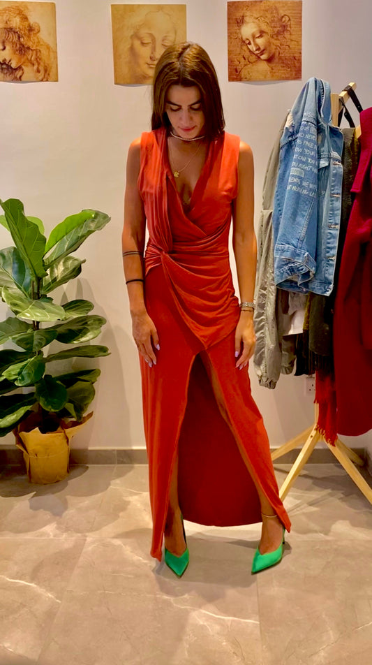 Πορτοκαλί maxi φόρεμα