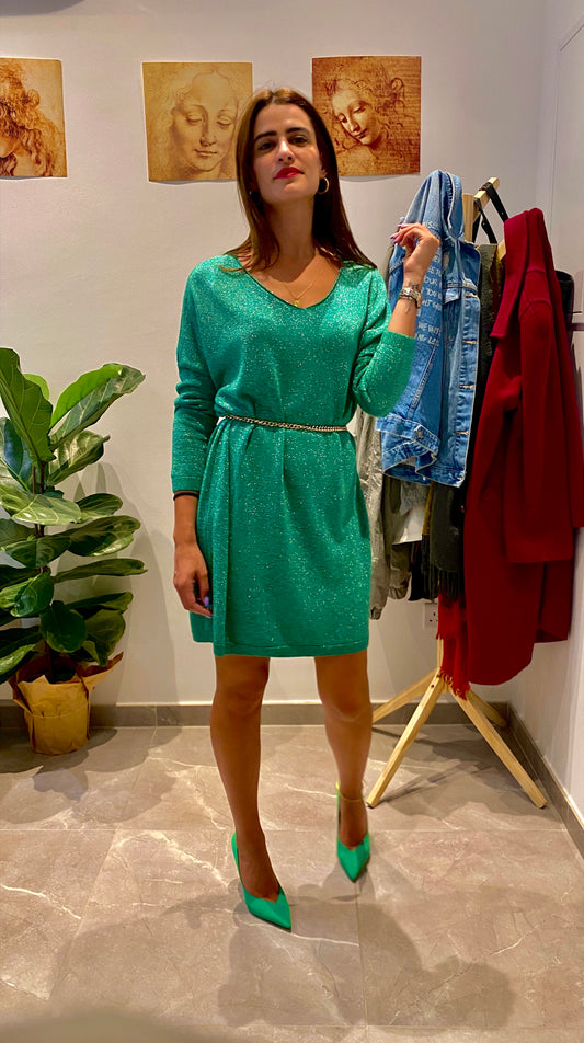 Πράσινο μεταλιζέ φόρεμα