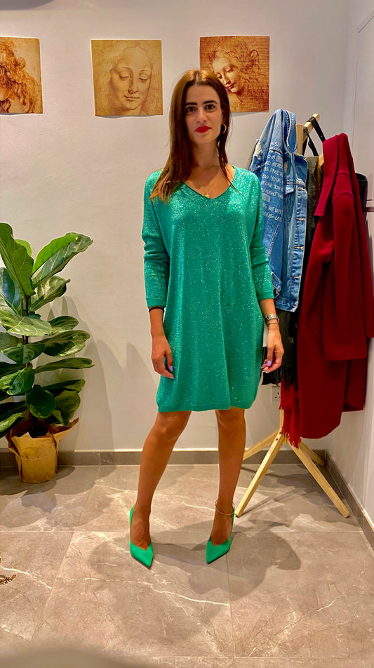 Πράσινο μεταλιζέ φόρεμα